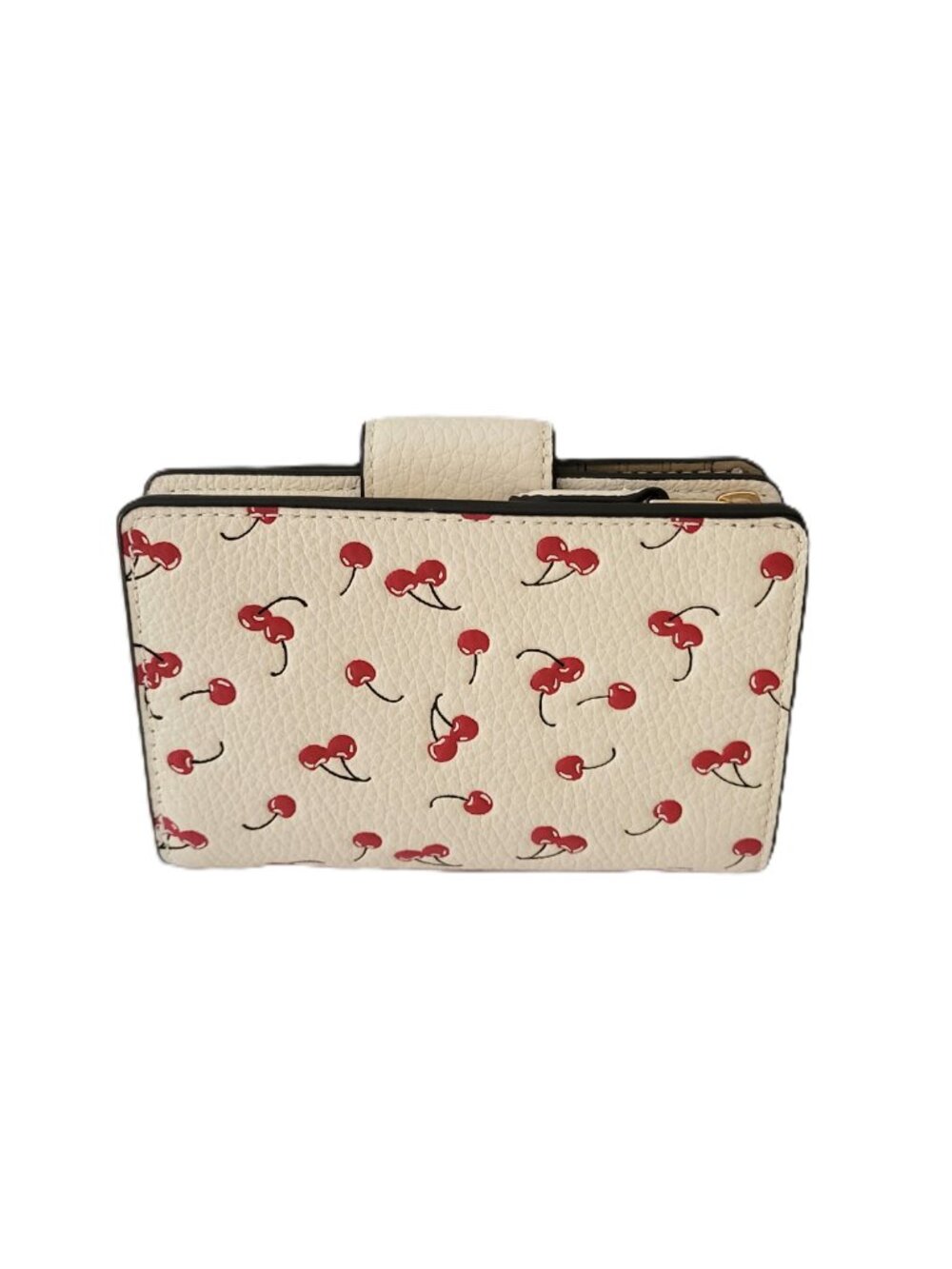 Coach CFA19 Medium Corner Zip Cherry Print Bifold Wallet Chalk Multi Leather - Picture 3 of 7